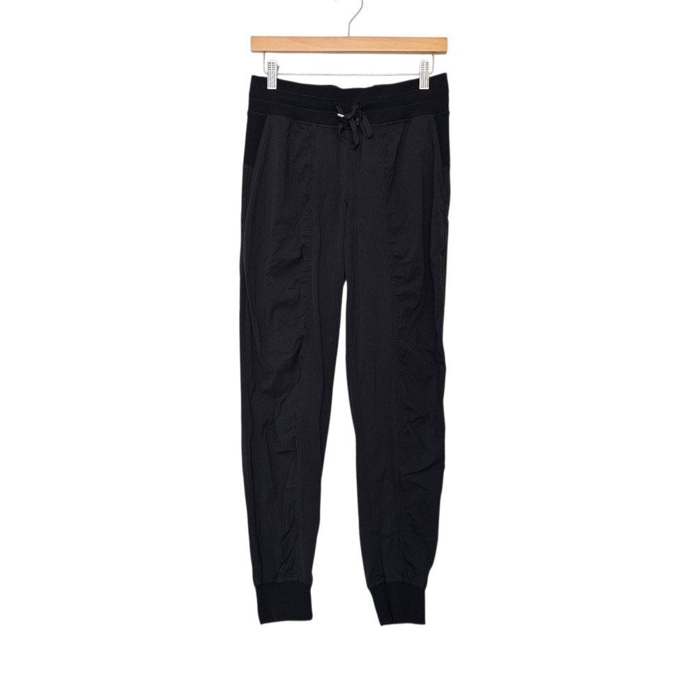 Lululemon Dance‎ Studio Jogger Black Textured High Rise Pants Size 6 LW5BF6S